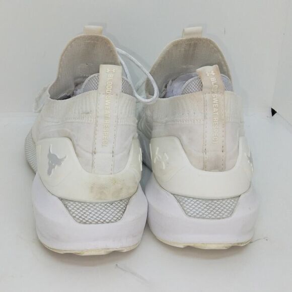 Under Armour HOVR Project Rock 3 Mens Pre-owned White Athletic Sneakers - sz. 8